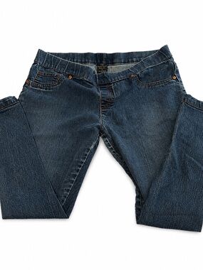 Faded Glory Pull On Jeans Sz 16 High Rise Elastic Waist Straight Leg MediumWash